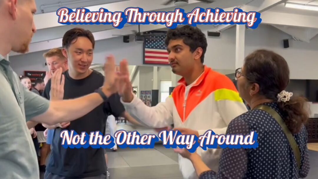 Young adults participating in a Believing Through Achieving martial arts-based confidence and social development program focused on building self-belief through achievement.
